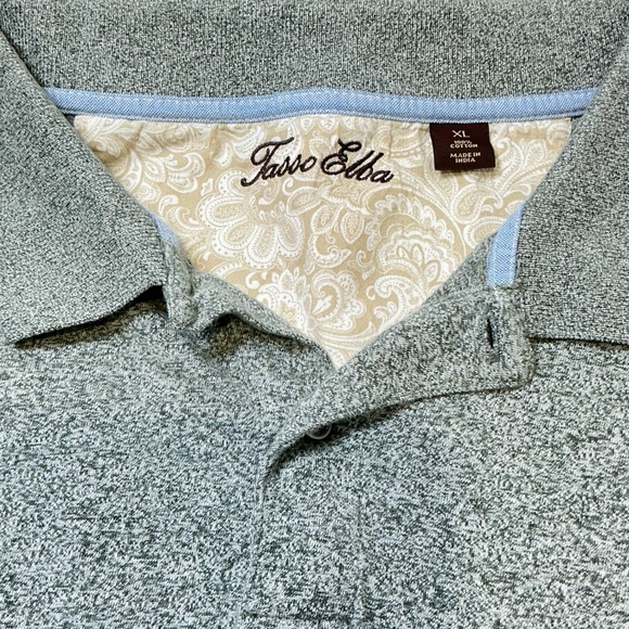 Tasso Elba Mens Long Sleeve Polo Shirt Heather Gray‎ Button Knit Cotton X Large - Picture 3 of 7